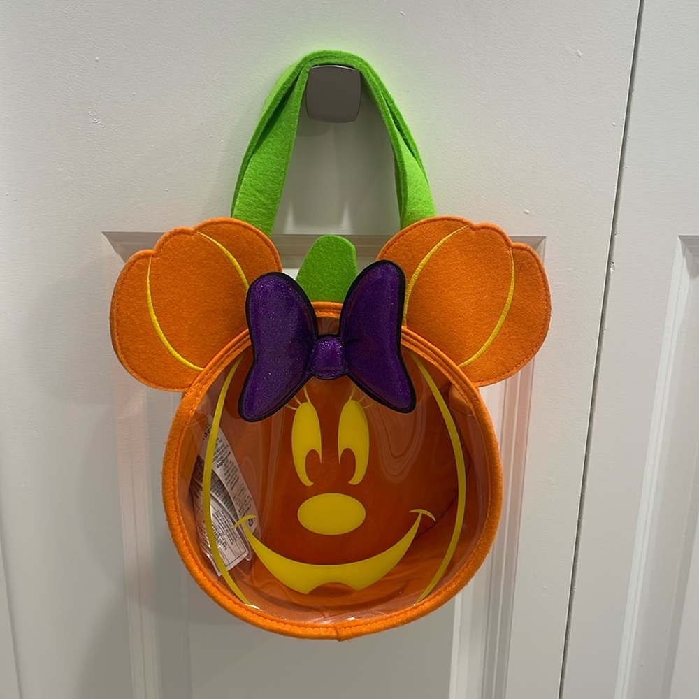 Disney Store (glow in the dark) Halloween Theme Minnie Mouse Pumpkin Clear Tote
